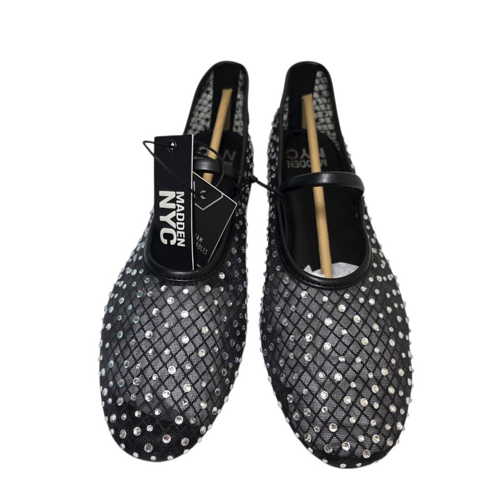 Madden NYC Mesh Ballet Flats with Rhinestones Lightweight Womens Size 9 Black